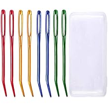 Bent Tip Yarn Needles, Large Eye Darning Tapestry Pin with Storage Case, Blunt Aluminum Alloy Pin for Crochet Knitting End Finishing Amigurumi Craft Sewing