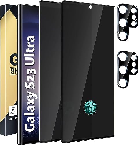 22 Pack Privacy Screen Protector Compatible with Galaxy S23 Ultra 5G - 2 Tempered Glass Film  2 Camera Lens Protectors, High Clarity, Bubble Free, Anti-Spy Protection