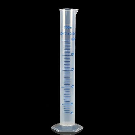 250ml Graduated Cylinder, Plastic Clear Scale Glass Graduated Cylinder Measuring Cylinder Graduated Cylinder Plastic Pack Graduated Measuring Cylinder for Laboratory