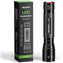 RECHOO S2000 LED Flashlight High Lumens, Super Bright, Powerful, Mid-Size Tactical Flashlight with 3 Modes, Zoomable, Water Resistant Flashlights for Home, Emergencies, Camping, Outdoor Use