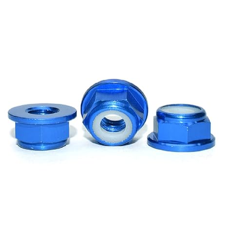 20pcs M4 Nuts Flanged Nylon Lock Nut Nylock Self-Lock Aluminum Nuts (Dark Blue)