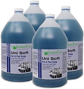 GreenFist Green Dish Soap [ Lemon Scent ] Manual Pot & Pan Professional Detergent Liquid Refill Pot & Pan Dish-Wash - Light or Heavy Use, 128 ounce (1 Gallon) (4 Gallon)