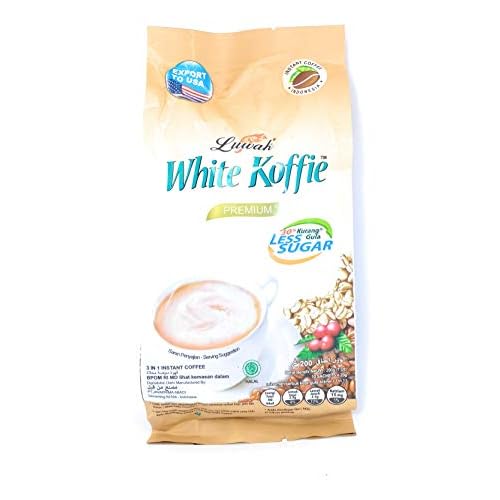 Luwak White Koffie Less Sugar 3in1 Instant Coffee 10-ct, 200 Gram Pack of 2