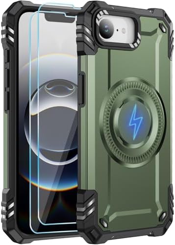 ONOLA Magnetic for iPhone 16e Case with HD Screen Protector,[Compatible with MagSafe] [Heavy Duty Rugged] [Military Grade Dropproof] Dual Layer Phone Case for ArmyGreen, iPhone 16e 6.1