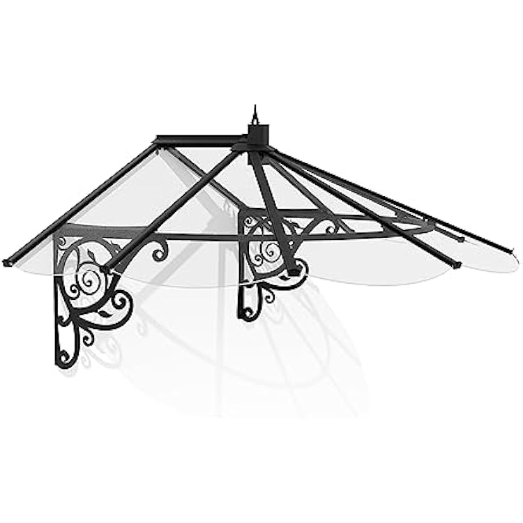 Palram - Canopia Lily Awning 6 Ft. x 4 Ft. Polycarbonate, Aluminum, and Galvanized Steel 69 Long CanopyAwning for Window, Door, Patio, Garden Porch, Deck, and Outdoors in Black and Clear