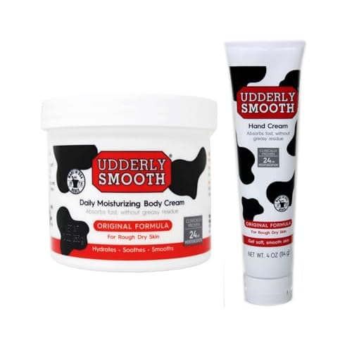 Udderly Smooth Hand Cream and Body Cream Bundle, Fast-Absorbing 24-Hour Moisturization, Original Formula for Rough Dry Skin, 4 oz Hand Cream  10 oz Body Cream