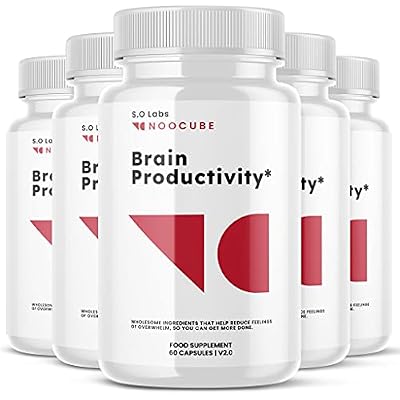 S.O Labs 5 Pack Noocube Brain Supplement Nootropic Pills - Noocube Brain Productivity Supplement - Noocube Sleep Upgrade Aid Brain Health Premium Productivity Supplement Capsules 300 Capsules