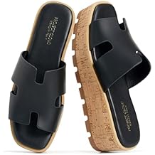 Project Cloud 100% Genuine Leather Wedge Platform Sandals Women Footwear - Memory Foam Insole and Non-Slip Platform Slides for Women - Lightweight Womens Sandals (MILA)