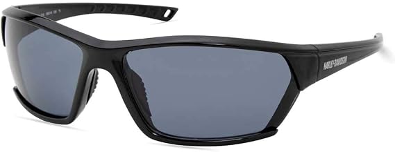 Harley-Davidson Men's Contemporary Rectangular Sunglasses, Black, 69-16-130, Black