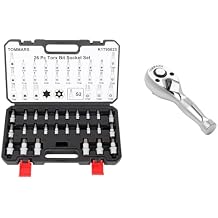 TOMMARS 3/8" Drive Stubby Ratchet with 26-PC Torx Socket Set