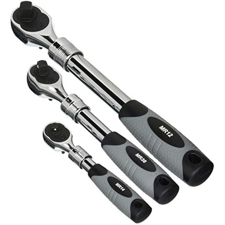 EZRED MR482 Extendable Ratchet Three Piece Set, GreyBlack
