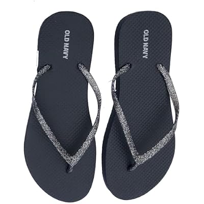 Old Navy Women Beach Summer Casual Flip Flop Sandals 9 Black Glitter