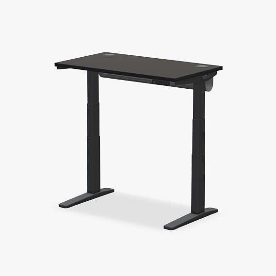 UPLIFT DESK V3 2-Leg Black Laminate Standing Desk Adjustable Height, Advanced 1-Touch Memory Keypad, Under Desk Cable Management, Wire Grommets (Black C-Frame, 42 x 24 inch)