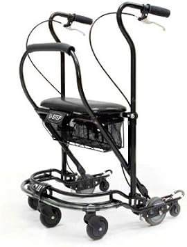 Maxi-Aids U-Step Rollator Walker, Black, Adult, Modern, Metal, 375 lbs Weight Capacity, 61" Height Range
