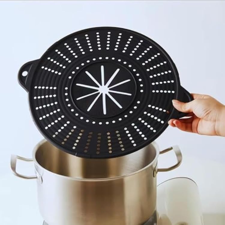 Silicone Splatter Screen,silicone Splatter Guard for Frying Pan,Multi-Use Grease Splatter Guard,12 Non-Stick Oil Splatter Guard Black