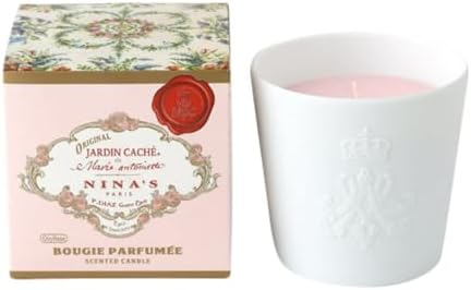 Metr Ninas Paris, Bougie Parfumee Marie Antoinette - Perfumed Luxury Versailles Rose Scented Candle in White Bisque Container, 12.6 oz
