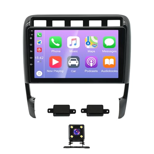 Android 13 Car Stereo for Porsche Cayenne 2002-2010, 2GB32GB Wireless Carplay & Android Auto 9 inch 2.5D Tempered Glass Mirror auto Radio Player DSP SoundWiFiFMSWCMIC Dual USB  Backup Camera