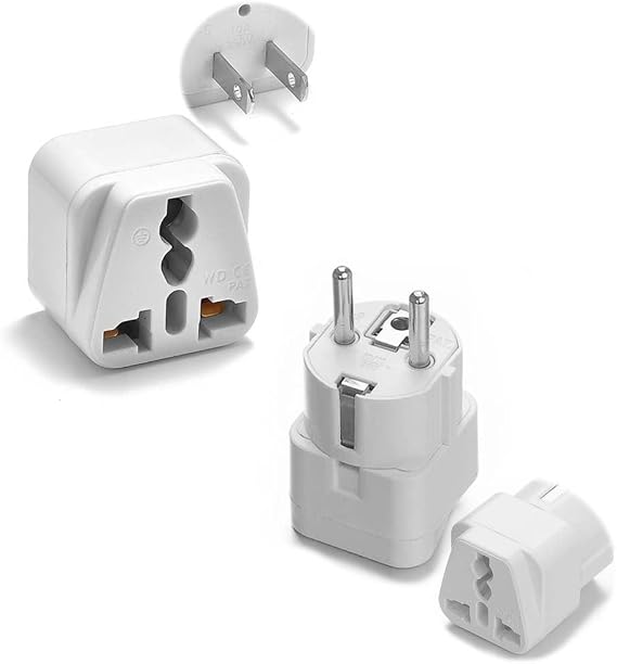 Peru Travel Adapters Plug for USA,Peru Power Adapter,Universal to South America Type A & E,2 Pack (White)