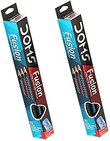 DOMS Fusion X-tra Super Dark Pencils (Set of 4 Packets - 40 Pencils; Free: One Doms Chalkholder including a Doms Dustless Chalk)