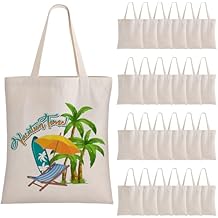 24Pack Canvas Tote Bags Bulk, 16 x 14Inch 10oz Cotton Blank Canvas Tote Bags Reusable Grocery Bags Shopping Cloth Bags w/Handles Personalized Present Bags for Women, Graduation Favor Craft