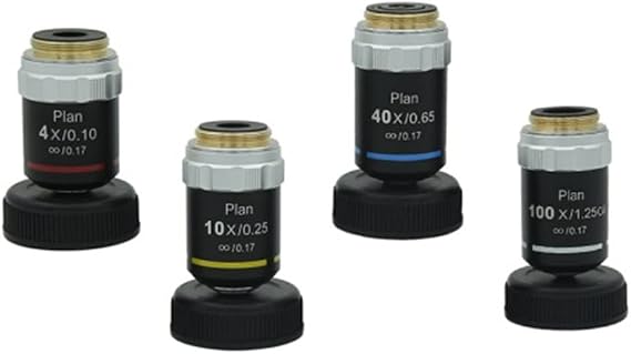 Lab Microscope Accessories 4X10X40X100X Plan Infinity Achromatic Microscope Objective(Set)