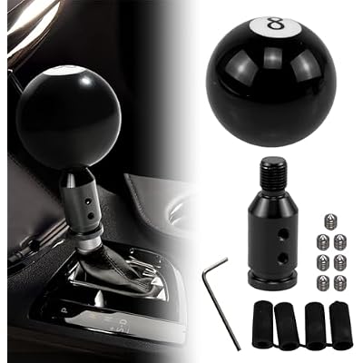 RYANSTAR Black 8 Round Ball Gear Shift Knob - Universal Compatible with Manual Shifter Knob with Aluminum Adapter-Premium Quality Acrylic & Aluminum Construction Compatible with Most Vehicles