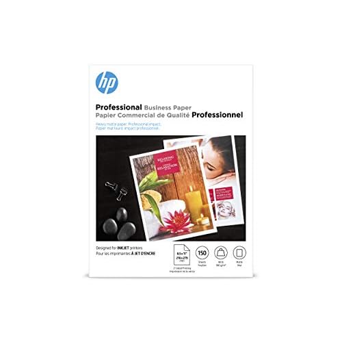 HP Professional Business Paper, Matte, 8.5x11 in, 48 lb, 150 sheets, works with inkjet printers CH016A