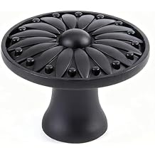 5 Pack Black Knobs for Dresser, Vintage Solid Drawer Knobs, Matte Antique Cabinet Knobs for Kitchen Bedroom Bathroom Farmhouse