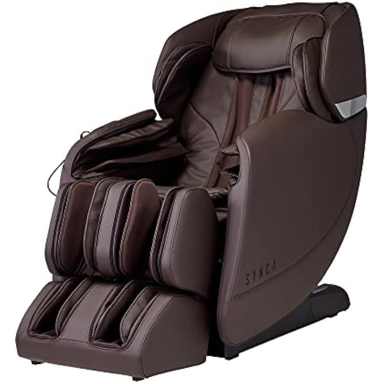 Synca Wellness Hisho - SL Track Heated Deluxe Zero Gravity Massage Chair | Full Body Compression | Lumbar Heat Therapy | Quad Roller Massage Robot | 7 Massage Techniques & 6 Courses Brown