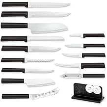 Rada Cutlery Ultimate 15-Piece Gift Set with Quick Edge Sharpener, Stainless Steel Blades, Black Handle