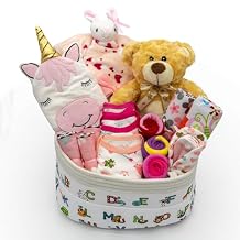 Joyful Arrival Deluxe Baby Girl Gift Basket | 20-Piece Newborn Baby Girl Gift Set | Baby Gift for Expecting Moms and Gender Reveals | New Baby Gift Basket | Baby Gift Set - Pink | Nikkis Gift Baskets