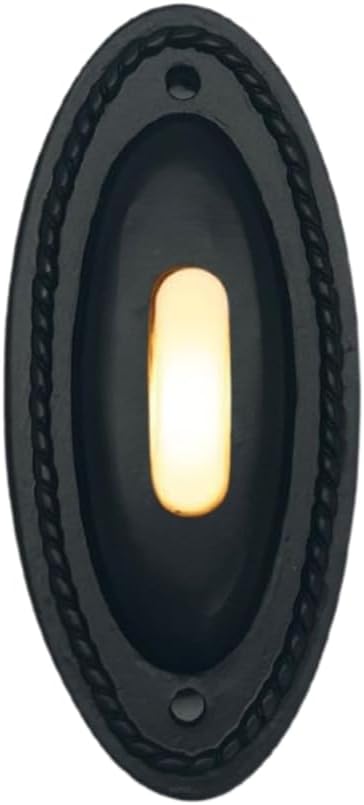 Matte Black Wired Doorbell Button - Modern Oval Push Button Chime, Durable Decorative Doorbell for Home Entry, Weatherproof Outdoor Finish, Easy Installation