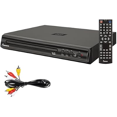Impecca DVHP9109 Compact DVD Player for TV wUSB InputAV, Multi-Region, AV Cables and Remote Control Included, Supported Built-in PALNTSC System,