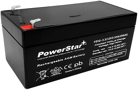 PowerStar 12V 3.3ah Battery for BatteryMart SLA-12V3-4 12V 3.4Ah F1 Battery