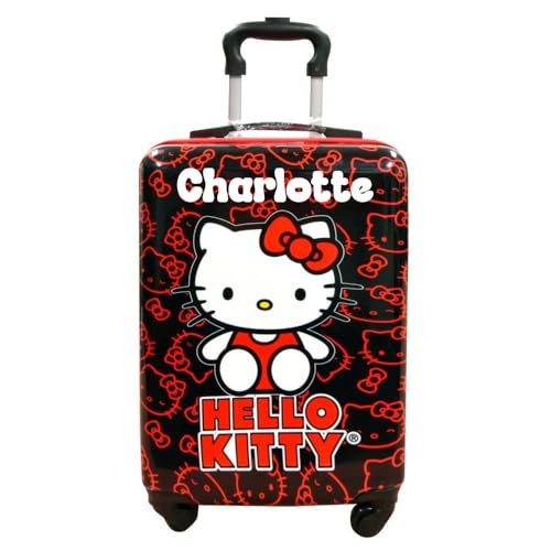 Fast Forward Hello Kitty Luggage Personalized Hardshell Carry On Rolling Suitcase with Spinner Wheels Travel Accessory with Custom Name