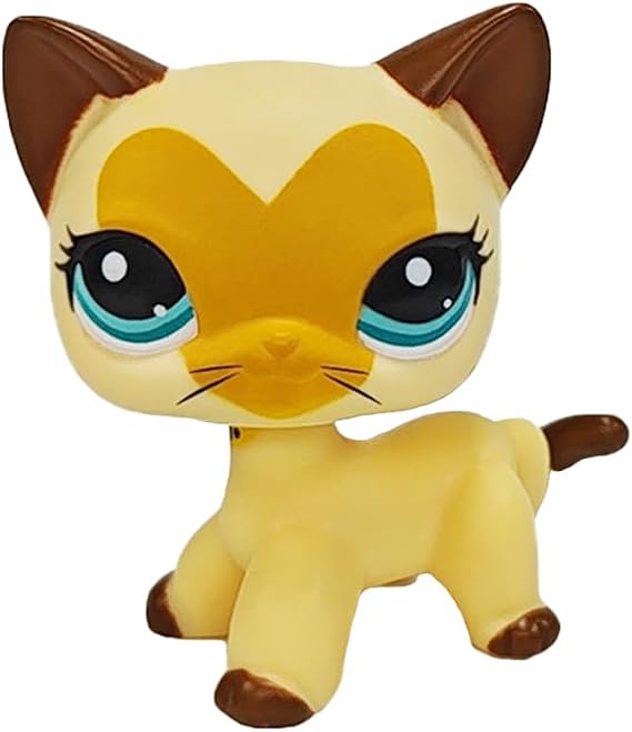 Brown Heart Face Short Hair Cat #3573 Mini Pet Toys Animal Figure