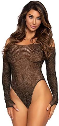 Leg Avenue womens Long Sleeve Fishnet Bodysuit
