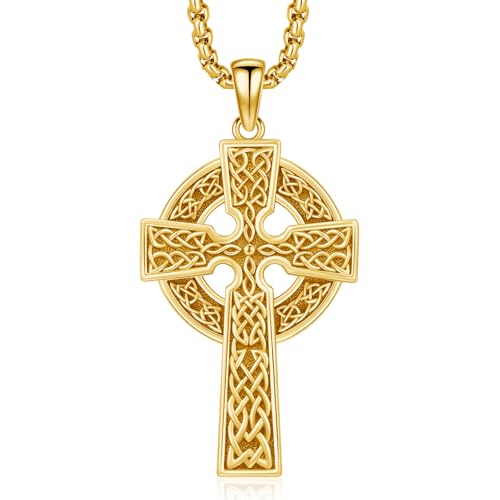Celtic Cross Necklace for Men Women 925 Sterling Silver Celtic Cross Pendant Evil Eye Necklace Irish Trinity Knot Crucifix Jewelry