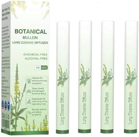 Botanical Mullein Lung Cleanse Diffuser, Mullein Inhaler Pen, Herbal Diffuser Pen, Herbal Lung Cleanse Purifier (4pcs)