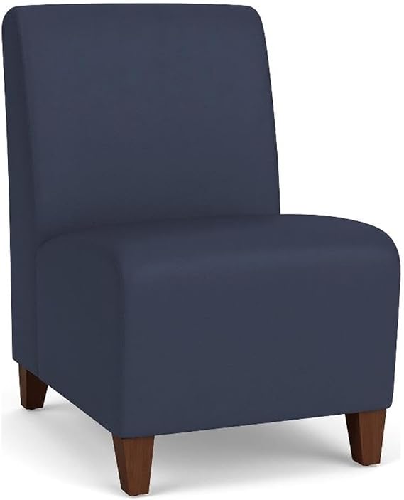 Siena Lounge Reception Waiting Armless Guest Chair/Walnut Wood Legs/Blue