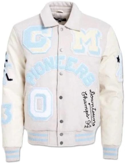 Jordan Craig Pioneers Black Varsity Jacket with Flame Embroidery