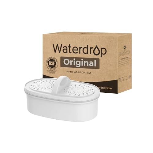 [Original] Waterdrop WD-PF-01A Plus NSF Certified Replacement Filter for Waterdrop Pitcher and Dispenser Filtration System, Reduces Lead, PFAS, PFOAPFOS, Last Up to 2 Months or 200 Gallons 1 Pack