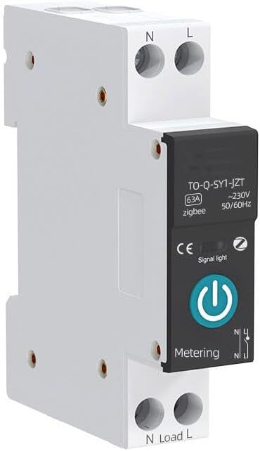 TUYA Zigbee Smart Circuit Breaker Power Metering 1P 63A DIN Rail for Smart Home Wireless Remote Control Smart Switch-Black with metering-ZigBee 32A