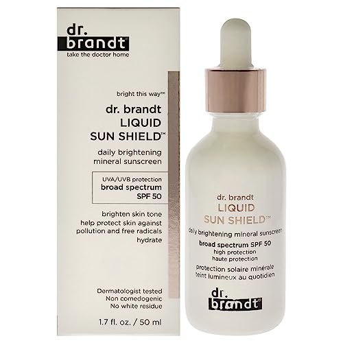 Dr. Brandt Liquid Sun Shield. SPF 50 UVAUVB Mineral Face Sunscreen. HEVBlue Light, Infrared and Pollution Protection. Non-Nano Zinc Oxide, Reef-Safe 1.7 fl oz