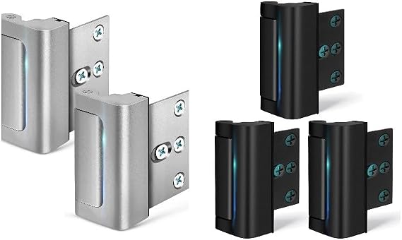 Home Security Door Lock Door Lock Security Door Reinforcement Lock Metal Door Locks for Kids Safety Proof Front Door Child Safety Lock Top Door Latch Lock (Silver 2 Pack + Black 3 Pack)