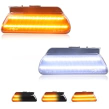 Front Side Marker Light Compatible with Dodge Neon 1998-1999, [DOT Certified] [IP67 Waterproof] Amber LED Sequential Turn Signal Marker Light, 2 PCS, Smoked Lens