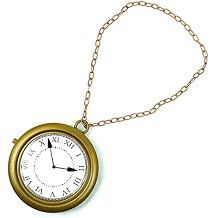 Skeleteen Gold Clock Necklace - White Rabbit, 8" Hip Hop Rapper Clock - 1 Piece
