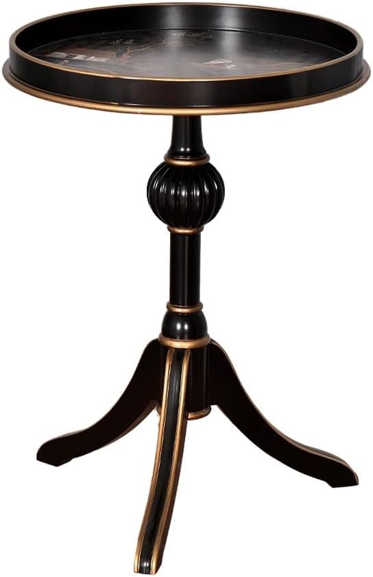 Sofas Hand-Painted Retro Furniture Round Table Solid Wood Small Coffee Table Painted Corner Table Living Room Sofa Side Table Sofas for Living Room(B)