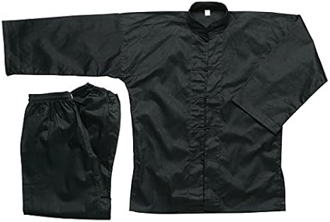 Ace Martial Arts Supply 100% Cotton Kung Fu Uniform -All Black, All White, and Black with White Cuffs