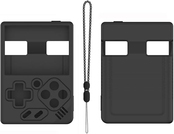 Silicone Cover Case for Miyoo Mini V4, Soft Protective Skin Sleeve with Lanyard for Mini V4 Retro Handheld Game Console Anti-Drop Shockproof Shell Case Accessories (Black)